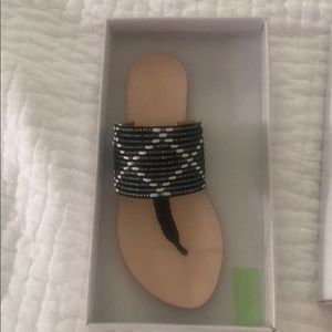 Black and white woven Sandals